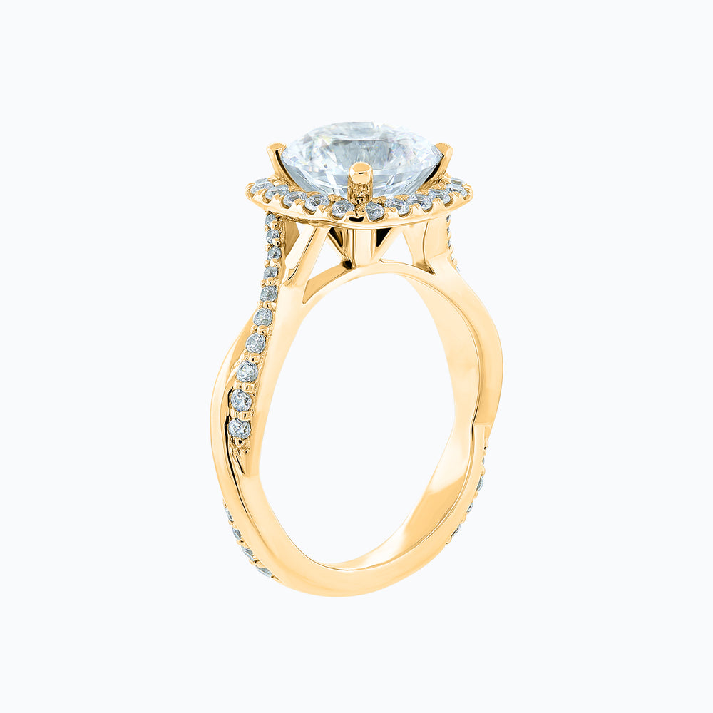 
          
          Load image into Gallery viewer, Teana Lab Created Diamond Round Halo Pave Diamonds Yellow Gold Ring
          
          