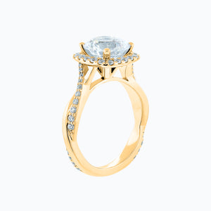 
          
          Load image into Gallery viewer, Teana Round Halo Pave Diamonds Ring 14K Yellow Gold
          
          