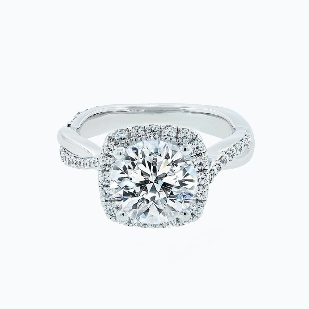 3.50ct Teana Lab Diamond Round Halo Pave Diamonds 18k White Gold Ring