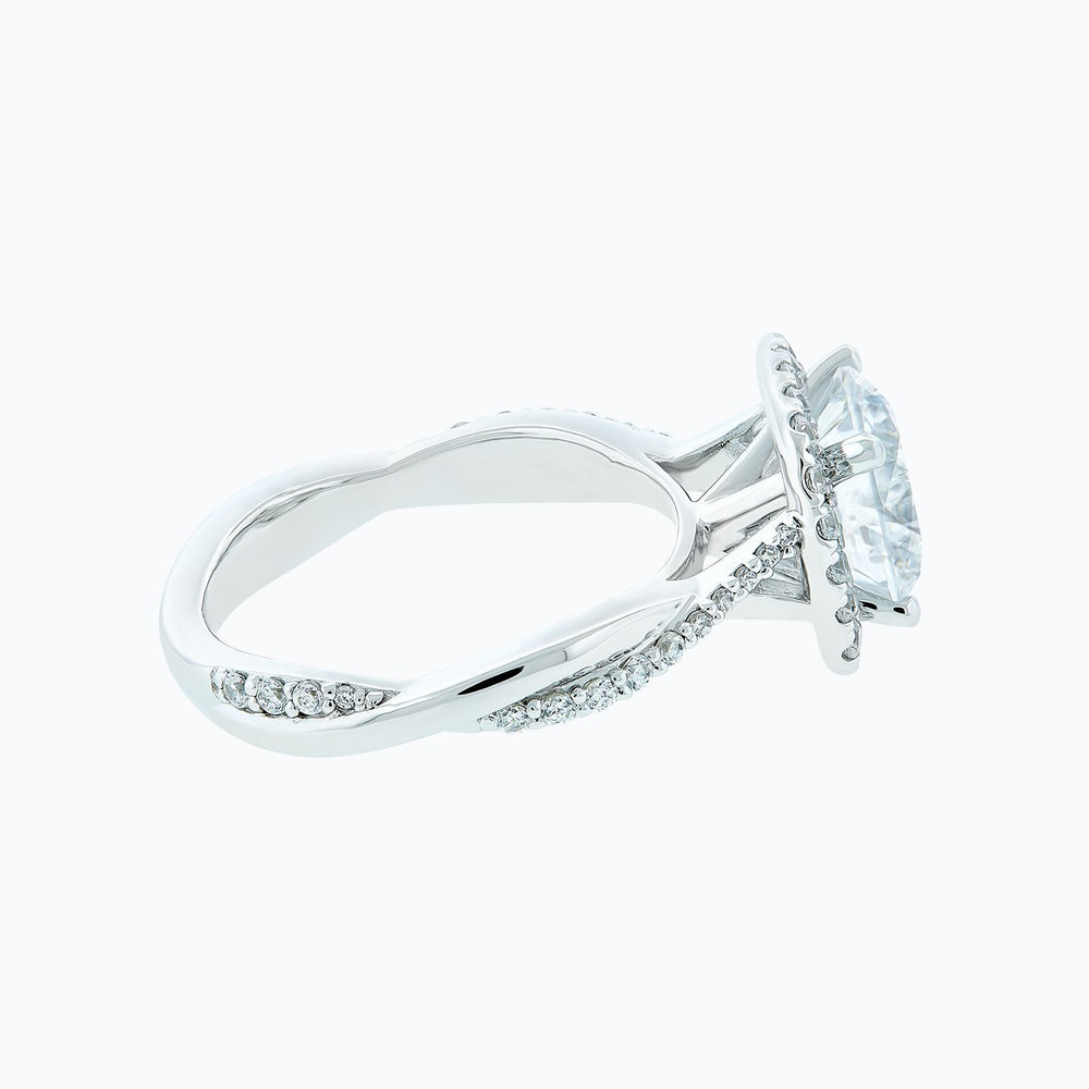 
          
          Load image into Gallery viewer, Teana Round Halo Pave Diamonds 18k White Gold Semi Mount Engagement Ring
          
          