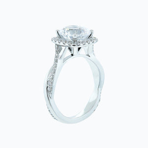 
          
          Load image into Gallery viewer, Teana Round Halo Pave Diamonds Ring Platinum
          
          