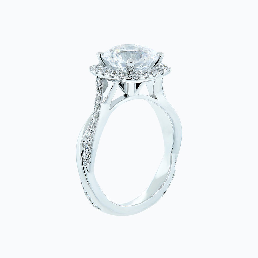 
          
          Load image into Gallery viewer, Teana Round Halo Pave Diamonds 18k White Gold Semi Mount Engagement Ring
          
          