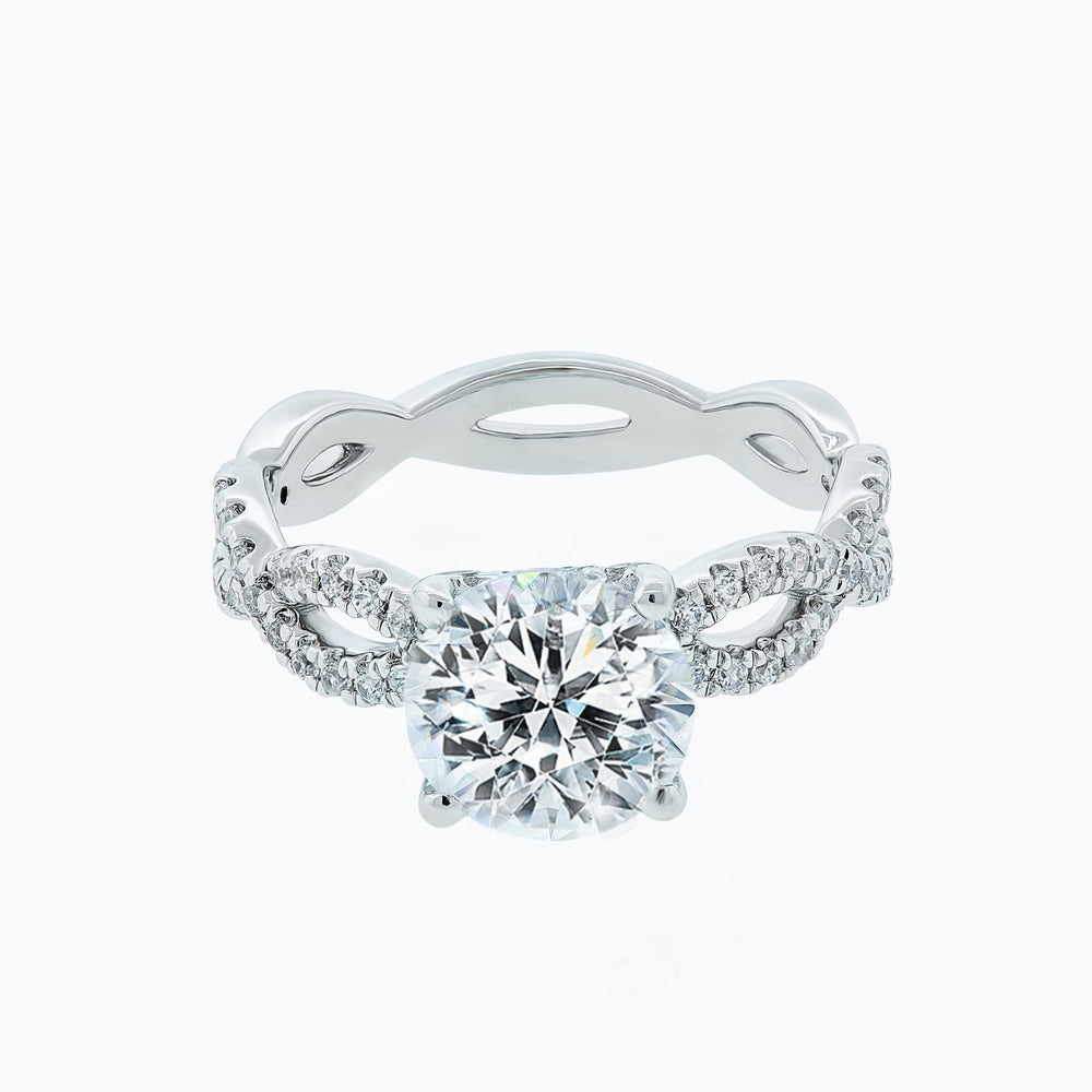 Teresa Round Pave Diamonds 18k White Gold Semi Mount Engagement Ring