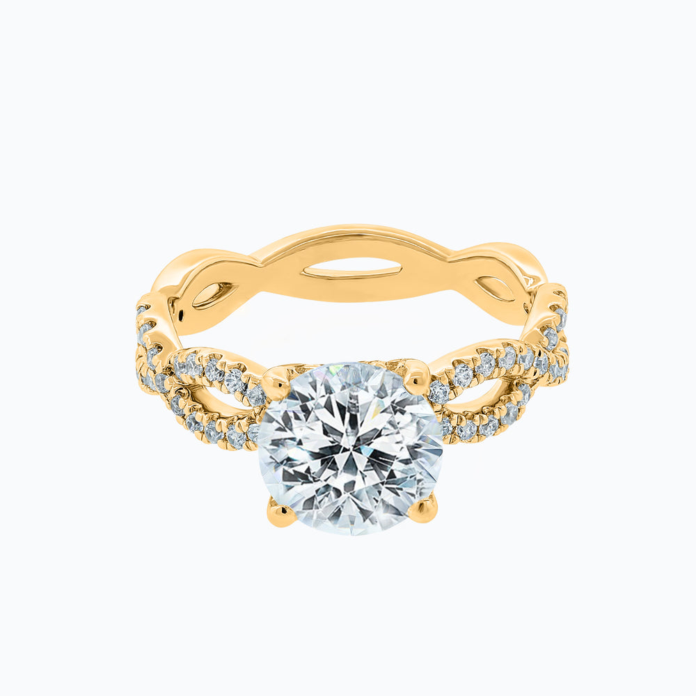 Teresa Round Pave Diamonds Ring 14K Yellow Gold