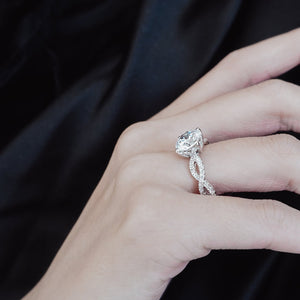 
          
          Load image into Gallery viewer, Teresa Lab Created Diamond Round Pave Diamonds Rose Ring
          
          