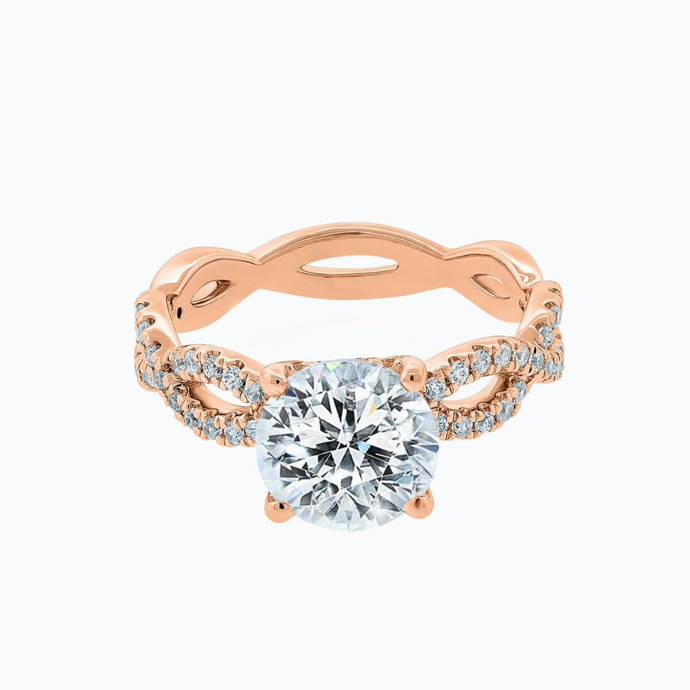 Teresa Moissanite Round Pave Diamonds Rose Gold Ring