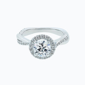 
          
          Load image into Gallery viewer, 1.20ct Troy Moissanite Round Halo Pave Diamonds 18k White Gold Ring
          
          