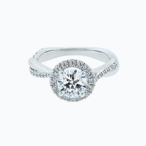 
          
          Load image into Gallery viewer, Troy Round Halo Pave Diamonds Ring Platinum
          
          