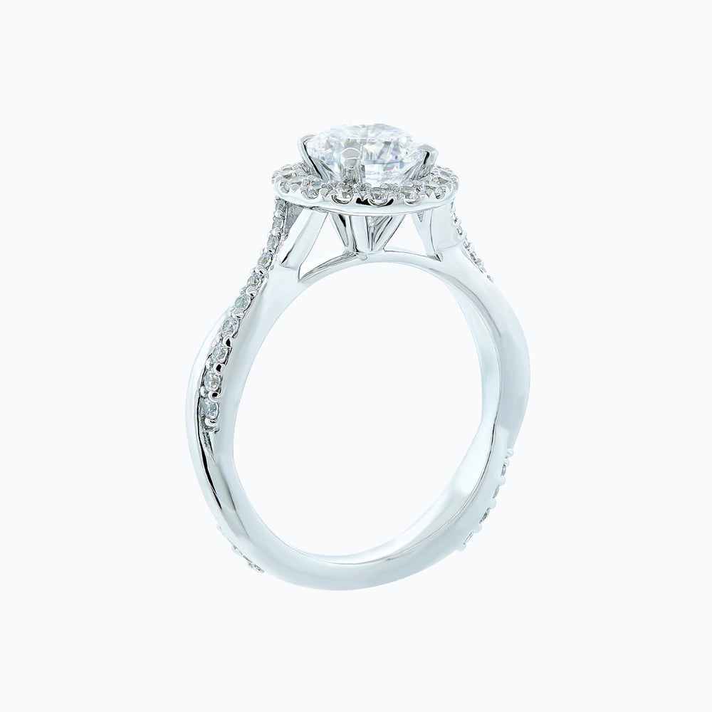 
          
          Load image into Gallery viewer, Troy Lab Created Diamond Round Halo Pave Diamonds 18k White Gold Ring
          
          