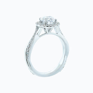 
          
          Load image into Gallery viewer, 1.00ct Troy Moissanite Round Halo Pave Diamonds 18k White Gold Ring
          
          