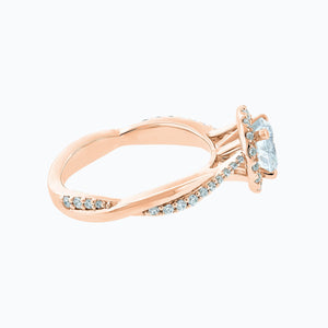 
          
          Load image into Gallery viewer, Troy Moissanite Round Halo Pave Diamonds Rose Gold Ring
          
          