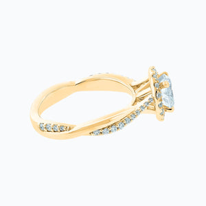 
          
          Load image into Gallery viewer, Troy Moissanite Round Halo Pave Diamonds Yellow Gold Ring
          
          