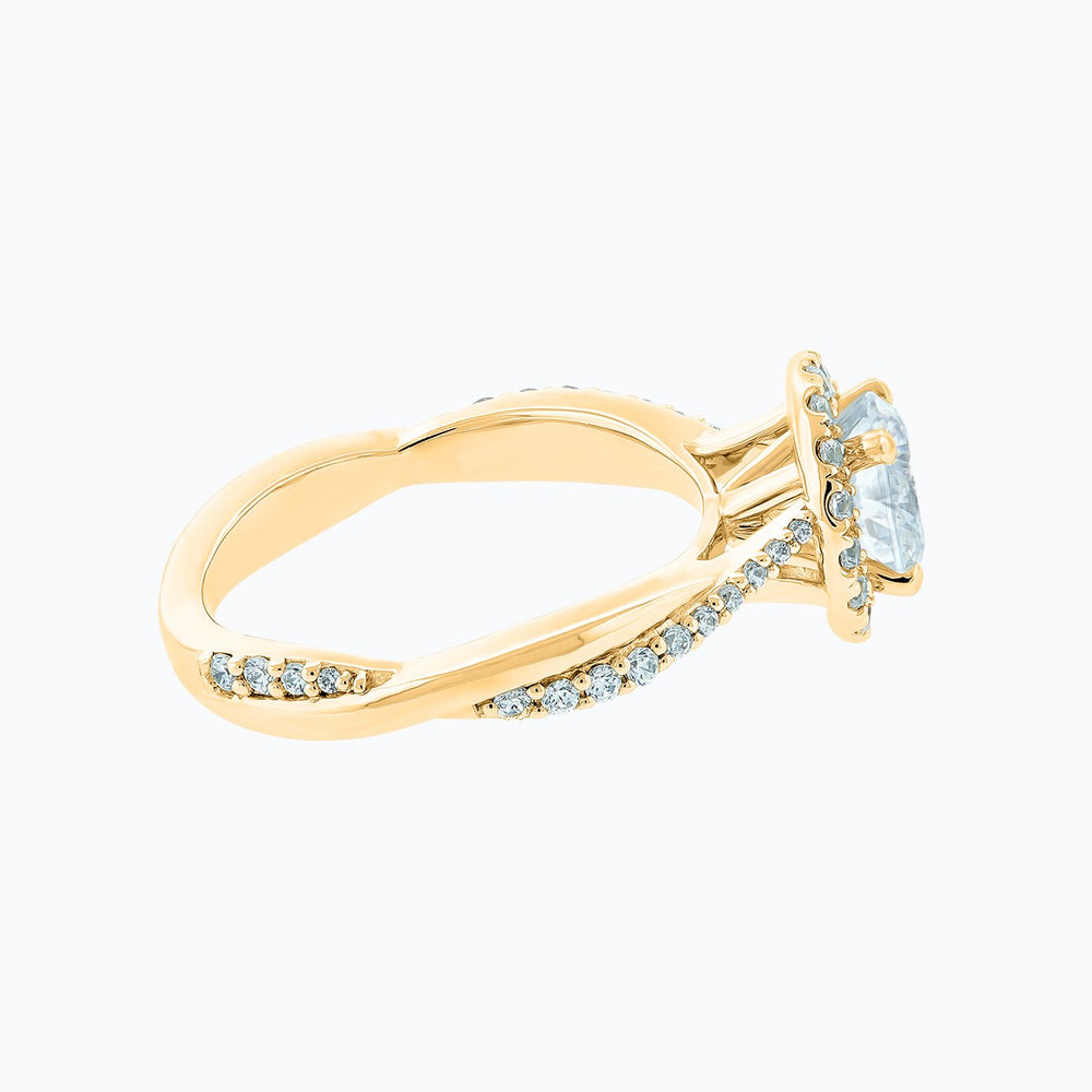 
          
          Load image into Gallery viewer, Troy Round Halo Pave Diamonds Ring 18K Yellow Gold
          
          