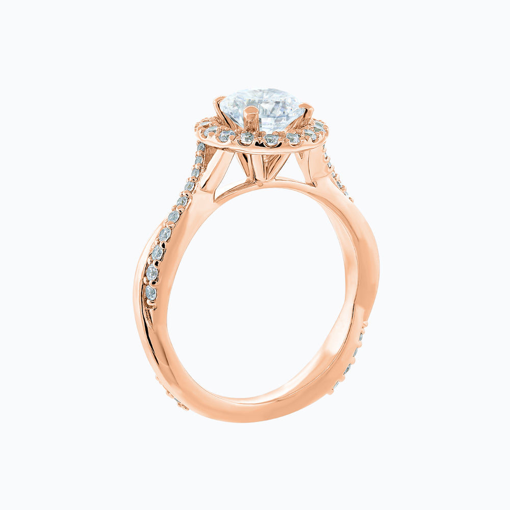 
          
          Load image into Gallery viewer, Troy Lab Created Diamond Round Halo Pave Diamonds Rose Gold Ring
          
          