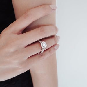 
          
          Load image into Gallery viewer, Troy Lab Created Diamond Round Halo Pave Diamonds Platinum Ring
          
          