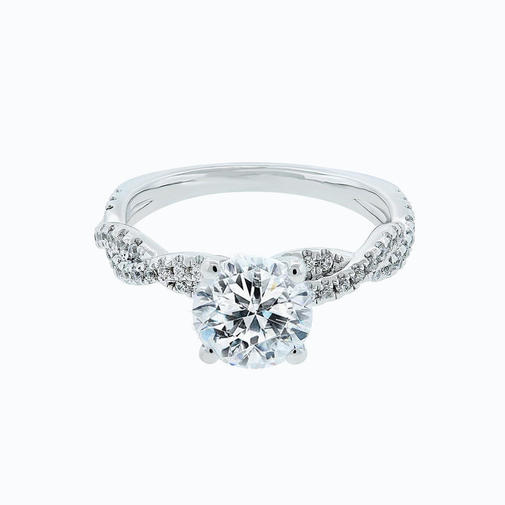 Talia Round Pave Diamonds 18k White Gold Semi Mount Engagement Ring
