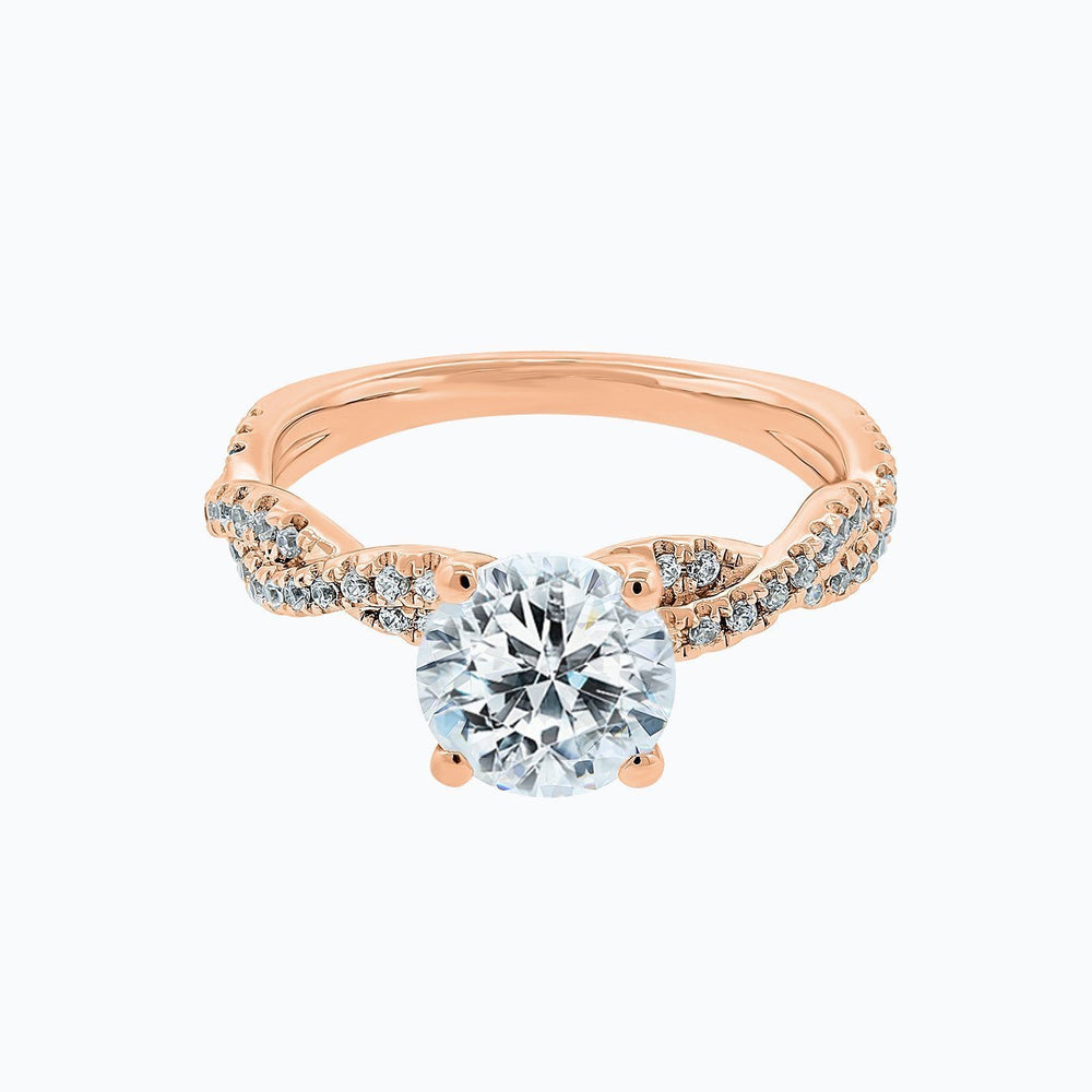 Talia Lab Created Diamond Round Pave Diamonds Rose Gold Ring