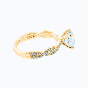
          
          Load image into Gallery viewer, Talia Moissanite Round Pave Diamonds Yellow Gold Ring
          
          