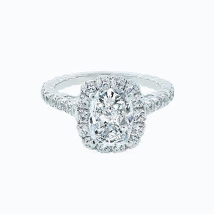 
          
          Load image into Gallery viewer, 1.00ct Naroza Lab Created Diamond Cushion Halo Pave Diamonds 18k White Gold Ring
          
          