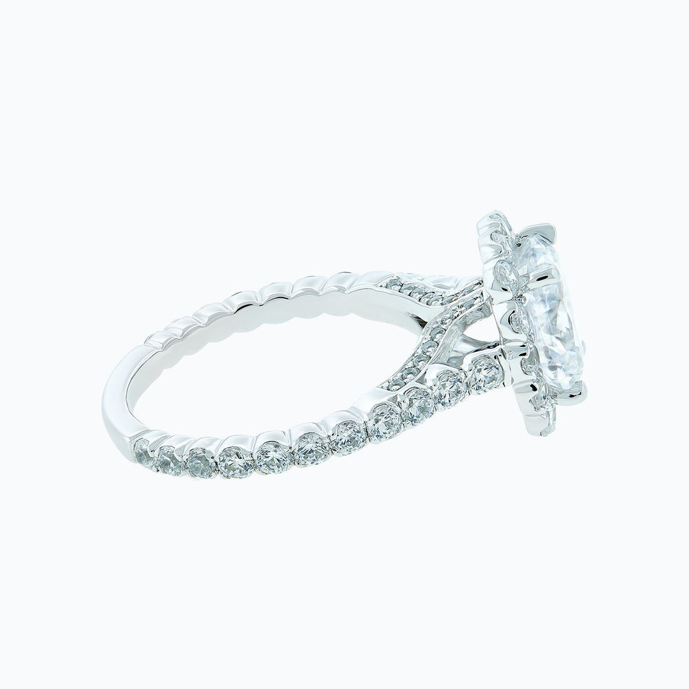 
          
          Load image into Gallery viewer, 1.00ct Naroza Lab Created Diamond Cushion Halo Pave Diamonds 18k White Gold Ring
          
          