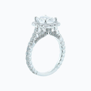 
          
          Load image into Gallery viewer, 1.50ct Naroza Lab Created Diamond Cushion Halo Pave Diamonds 18k White Gold Ring
          
          