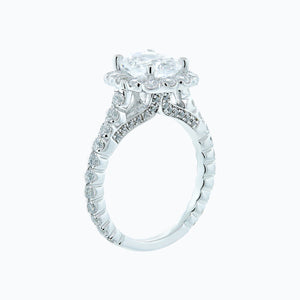
          
          Load image into Gallery viewer, Naroza Moissanite Cushion Halo Pave Diamonds White Gold Ring
          
          