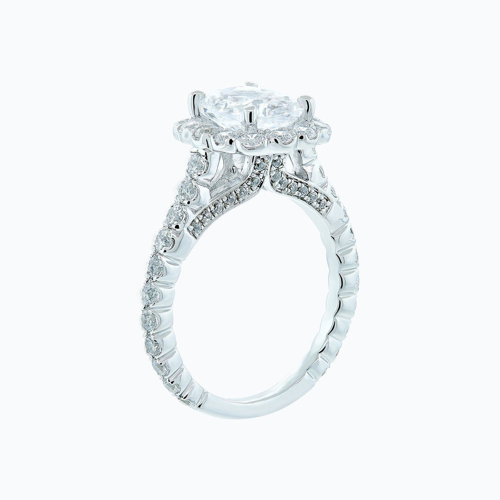 
          
          Load image into Gallery viewer, Naroza Lab Created Diamond Cushion Halo Pave Diamonds White Gold Ring
          
          