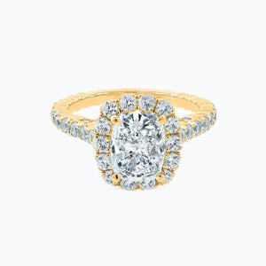 
          
          Load image into Gallery viewer, Naroza Lab Created Diamond Cushion Halo Pave Diamonds Rose Gold Ring
          
          