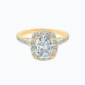 
          
          Load image into Gallery viewer, Naroza Moissanite Cushion Halo Pave Natural Diamonds Yellow Gold Ring
          
          