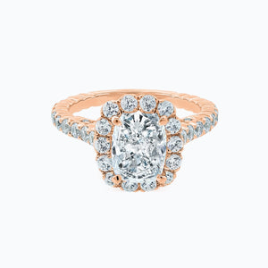
          
          Load image into Gallery viewer, Naroza Cushion Halo Pave Diamonds Ring 18K Rose Gold
          
          