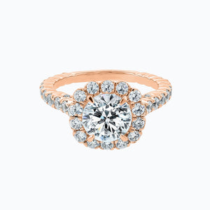 
          
          Load image into Gallery viewer, Nelia Moissanite Round Halo Pave Diamonds Rose Gold Ring
          
          