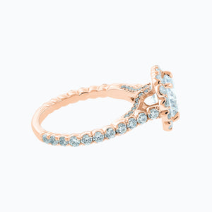 
          
          Load image into Gallery viewer, Nelia Round Halo Pave Diamonds Ring 14K Rose Gold
          
          