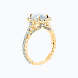 
          
          Load image into Gallery viewer, Nelia Moissanite Round Halo Pave Diamonds Yellow Gold Ring
          
          