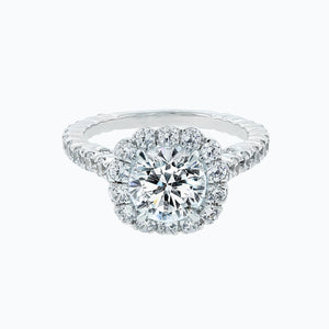 
          
          Load image into Gallery viewer, 2.20ct Nelia Moissanite Round Halo Pave Diamonds 18k White Gold Ring
          
          