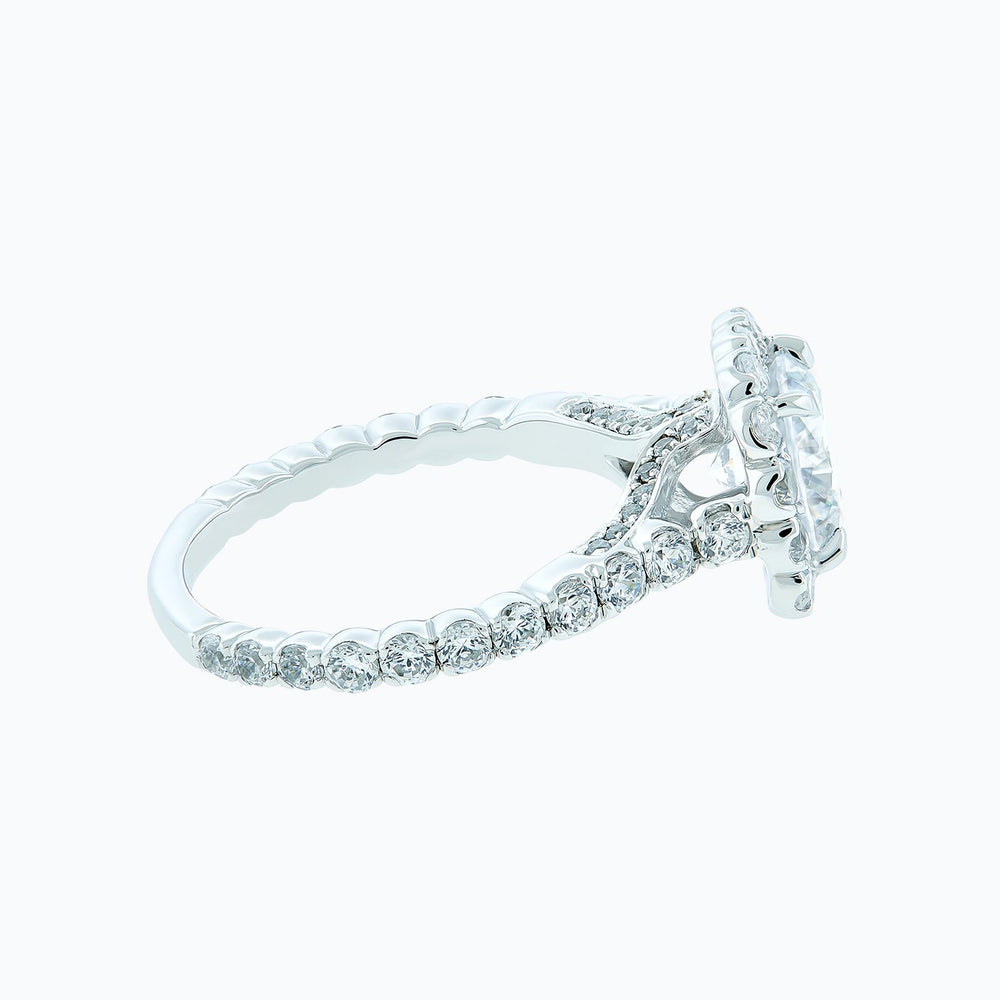 
          
          Load image into Gallery viewer, 1.00ct Nelia Moissanite Round Halo Pave Natural Diamonds 18k White Gold Ring
          
          