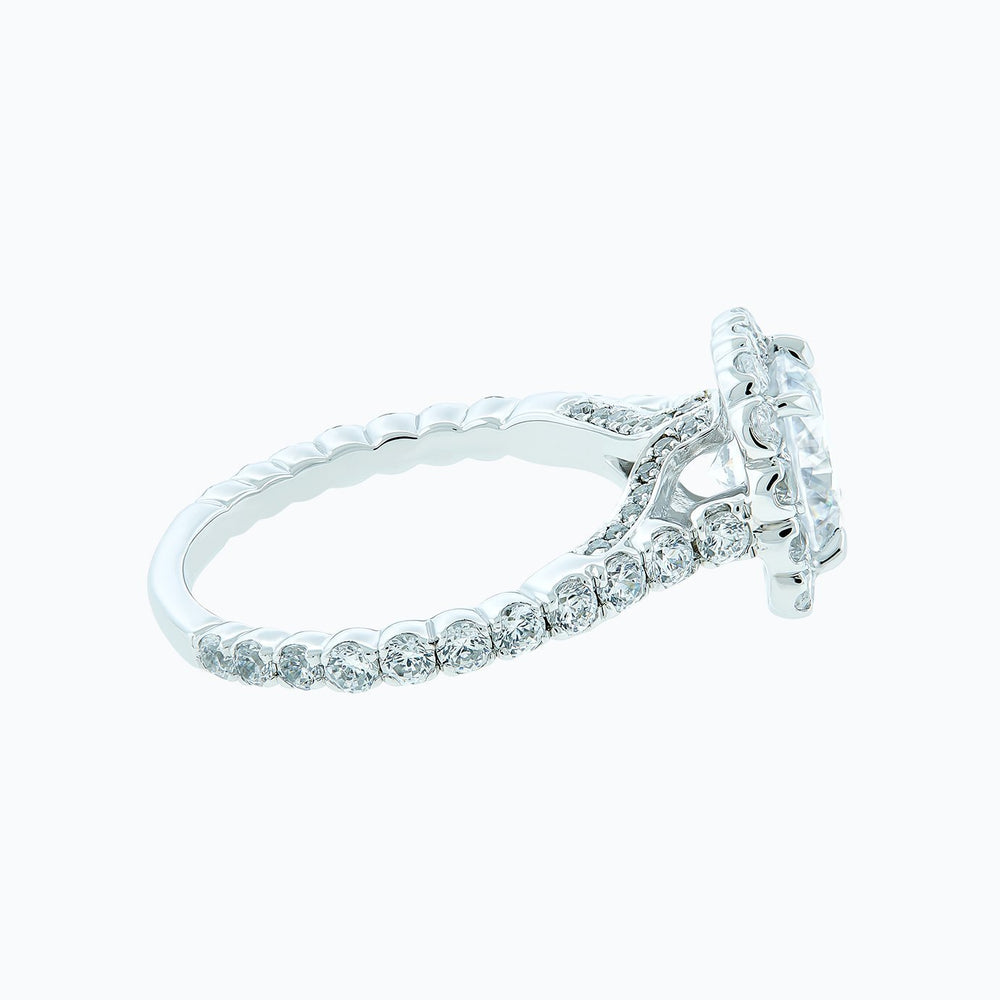 
          
          Load image into Gallery viewer, Nelia Round Halo Pave Diamonds Ring Platinum
          
          