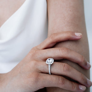 
          
          Load image into Gallery viewer, Nelia Lab Created Diamond Round Halo Pave Diamonds Platinum Ring
          
          