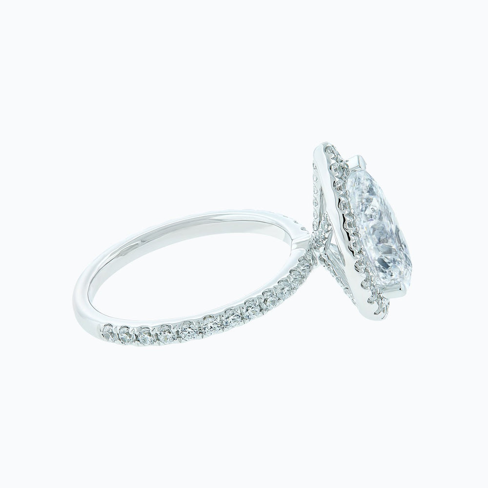 
          
          Load image into Gallery viewer, 1.50ct Netta Lab Created Diamond Pear Halo Pave Diamonds 18k White Gold Ring
          
          
