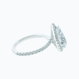 
          
          Load image into Gallery viewer, Netta Lab Created Diamond Pear Halo Pave Diamonds 18k White Gold Ring
          
          