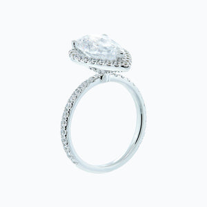 
          
          Load image into Gallery viewer, Netta Moissanite Pear Halo Pave Diamonds 18k White Gold Ring In Stock
          
          