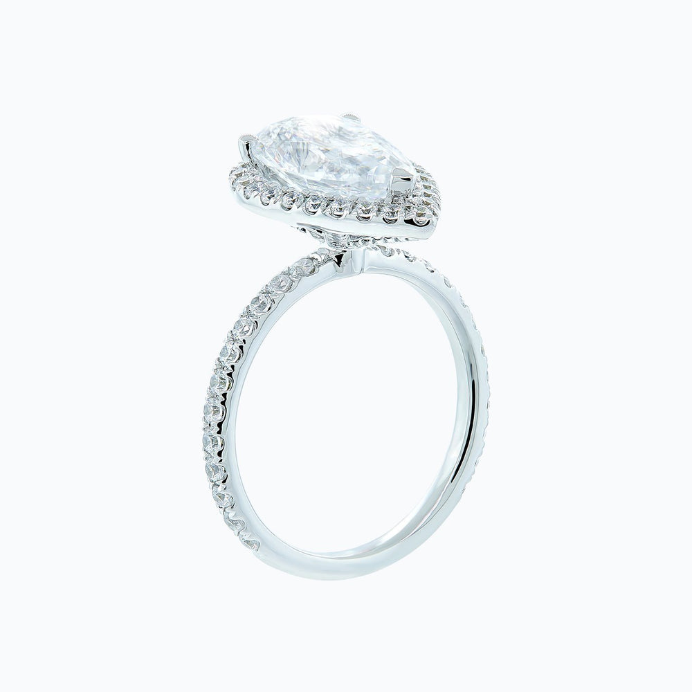 
          
          Load image into Gallery viewer, Netta Pear Halo Pave Diamonds Ring 14K White Gold
          
          