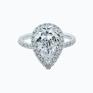 
          
          Load image into Gallery viewer, 1.50ct Netta Lab Created Diamond Pear Halo Pave Diamonds 18k White Gold Ring
          
          