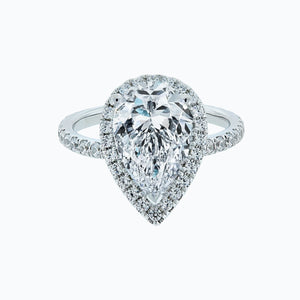 
          
          Load image into Gallery viewer, Netta Moissanite Pear Halo Pave Diamonds White Gold Ring
          
          