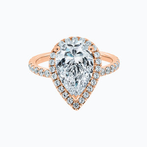 
          
          Load image into Gallery viewer, Netta Pear Halo Pave Diamonds Ring 14K Rose Gold
          
          