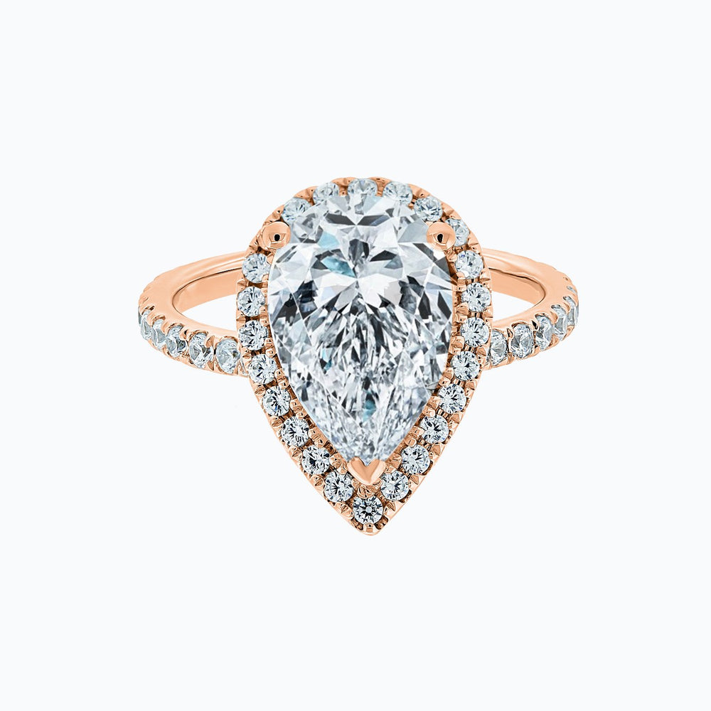 Netta Pear Halo Pave Diamonds Ring 18K Rose Gold