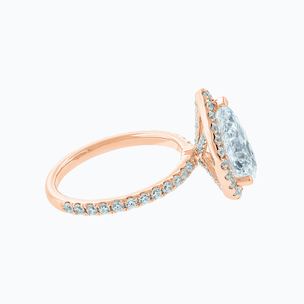 
          
          Load image into Gallery viewer, Netta Pear Halo Pave Diamonds Ring 14K Rose Gold
          
          