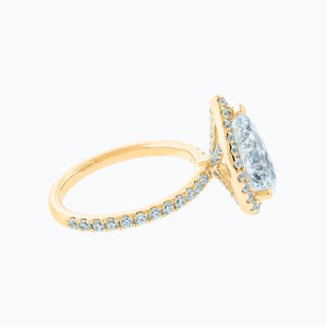 
          
          Load image into Gallery viewer, Netta Pear Halo Pave Diamonds Ring 14K Yellow Gold
          
          