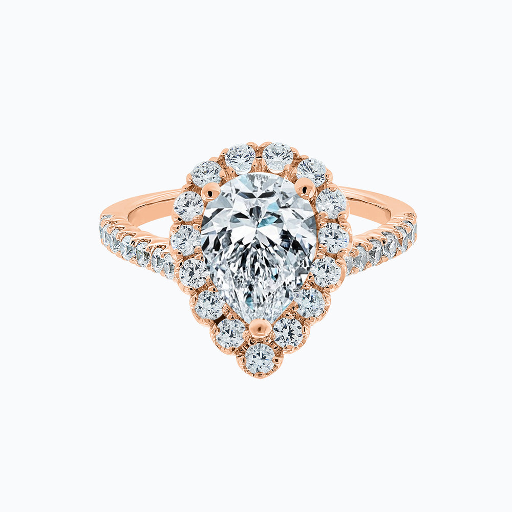 
          
          Load image into Gallery viewer, Nigella Pear Halo Pave Diamonds Ring 14K Rose Gold
          
          