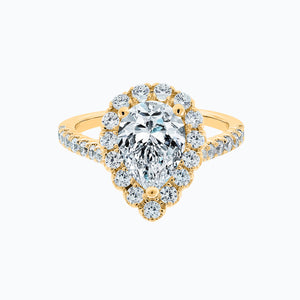 
          
          Load image into Gallery viewer, Nigella Pear Halo Pave Diamonds Ring 14K Yellow Gold
          
          