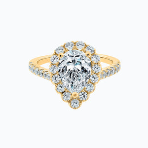 
          
          Load image into Gallery viewer, Nigella Moissanite Pear Halo Pave Diamonds Yellow Gold Ring
          
          